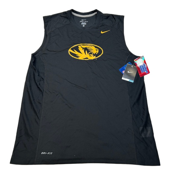 Nike Sleeveless Training Tank Mens Large Black Shirt Dri-FIT Missouri Tigers NEW - Picture 1 of 8